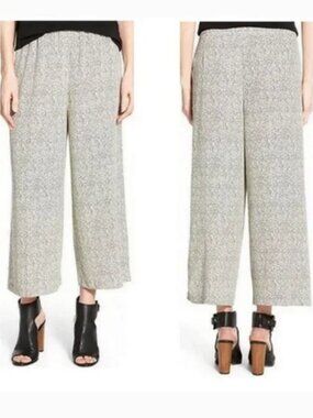 EILEEN FISHER ecru broken chevron crop pants, XS.